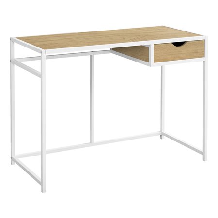 MONARCH SPECIALTIES Computer Desk, Home Office, Laptop, Storage Drawer, 42"L, Work, Metal, Laminate, Natural, White I 7575